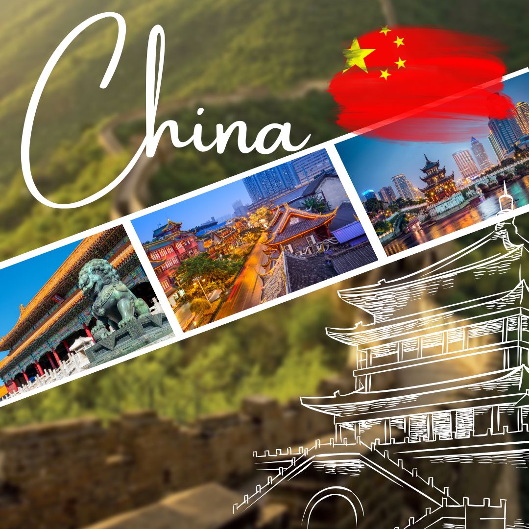 White And Green Photo Collage China Travel Instagram Post