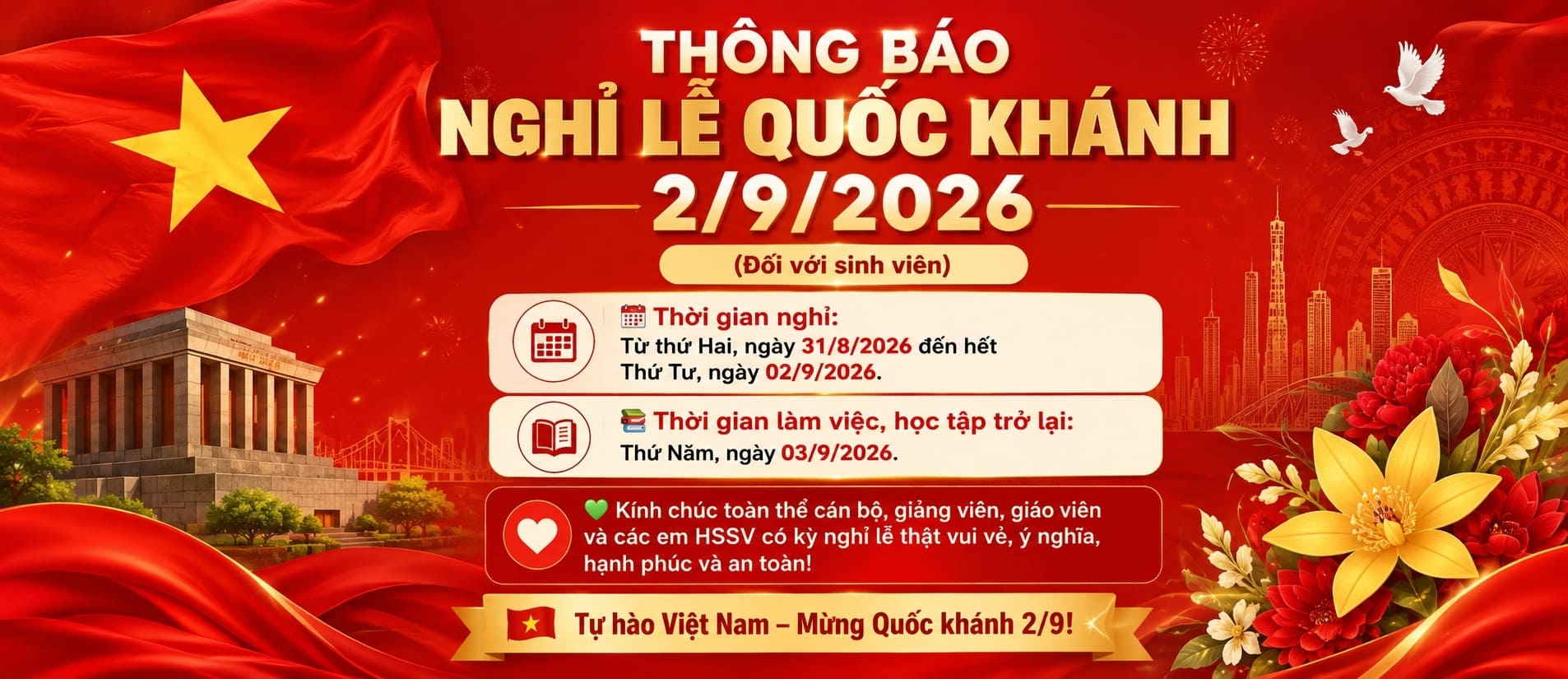 nghỉ lễ quốc khánh 2/9