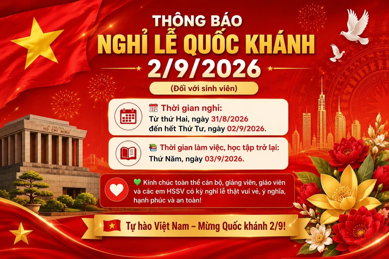 nghỉ lễ quốc khánh 2/9